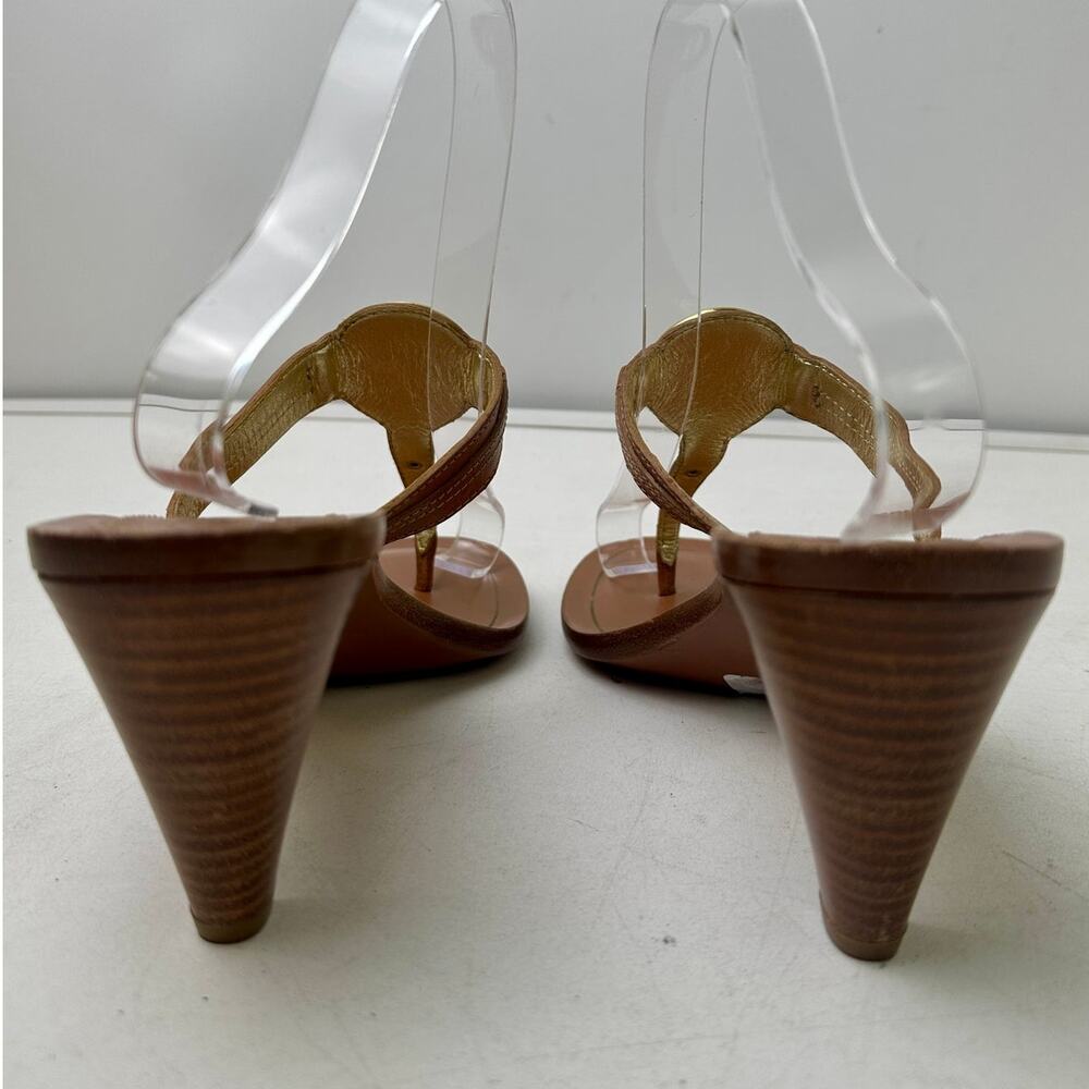 Vintage Coach Leather Kitten Heel Thong Sandal with Amber Medallion Women's Sz 9 - Picture 6 of 10